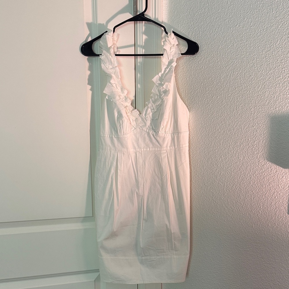 BCBGMaxAzria White Ruffled Mini Dress